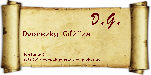 Dvorszky Géza névjegykártya