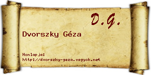 Dvorszky Géza névjegykártya